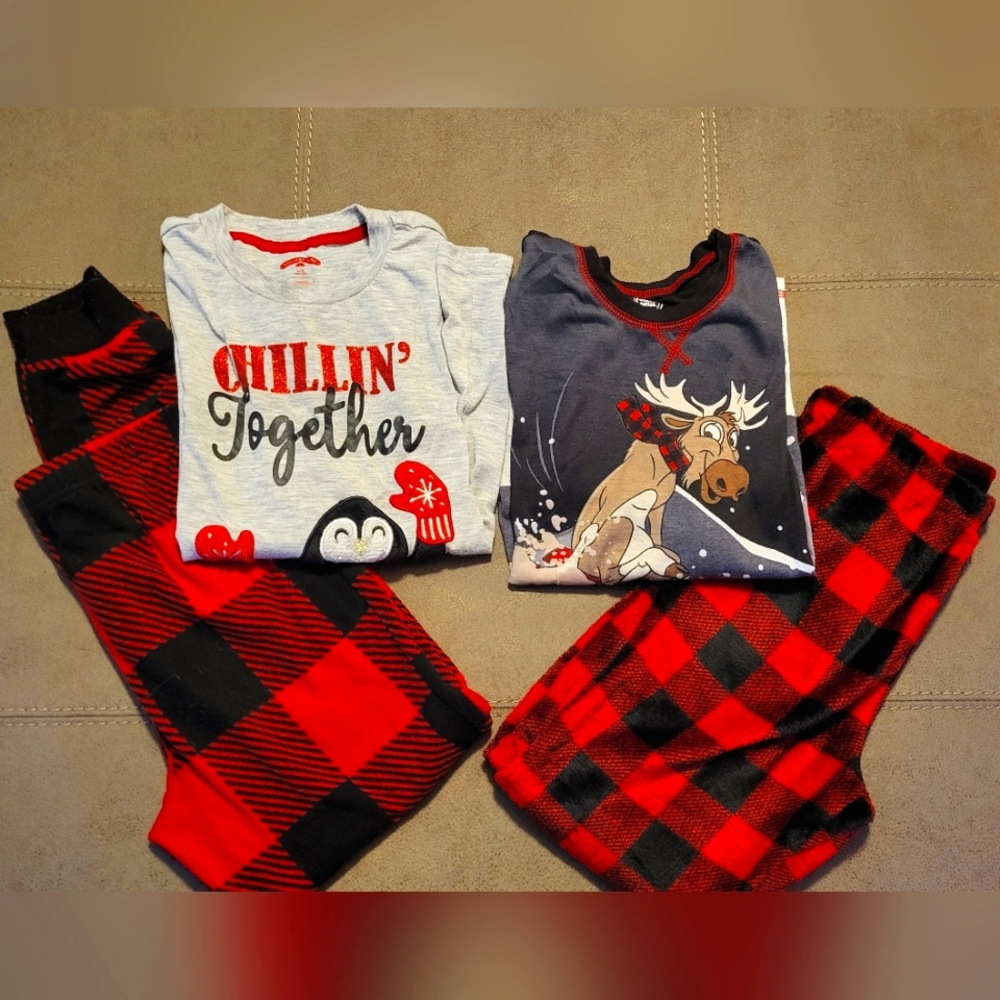 2 Sets of Kids Christmas Pajamas - Size L (10-12)
